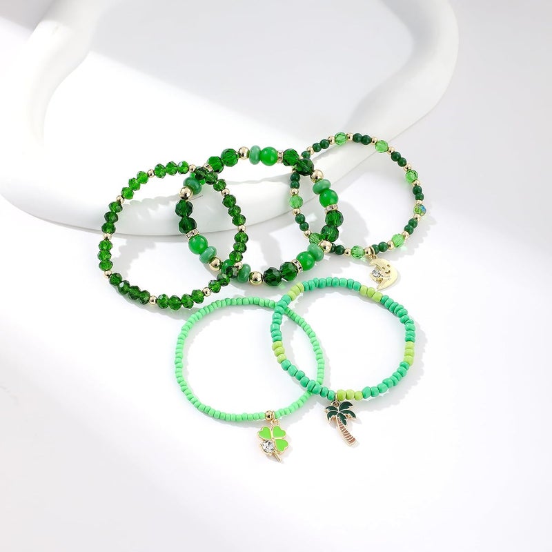 Aigrnc Boho Beaded Stretch Bracelets For Women Stackable Crystal Gold Plated Beaded Bracelets Set Trendy Handmade Friendship Braeclet Jewelry Gifts - Image 2